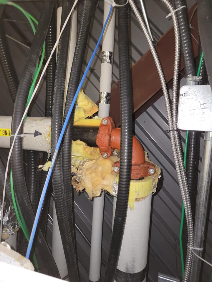 Plumbing materials and supplies on work bench